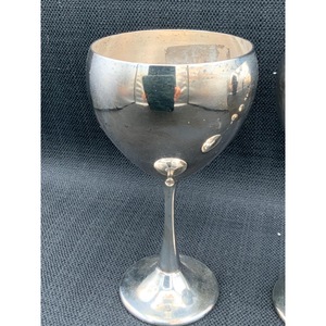 Stainless Steel Bell Shape <b>Goblets</b> Handmade Long Stem Wine <b>Glass</b> Gold Rimmed Vintage Wedding Occasion 2 Pieces - Product Image 6