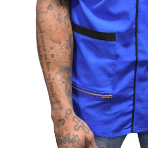 Chaleco azul sin mangas con cremallera y bolsillos para peluqueros, tela ligera de poliéster, diseño único - Product Image 5