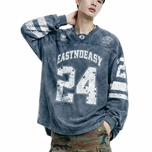 Sudadera de Fútbol Americano Personalizada de Algodón Lavado de Alto Gramaje, Estilo Oversize Vintage con Número, Proveedor OEM ODM a Granel de EE. UU. - Product Image 1