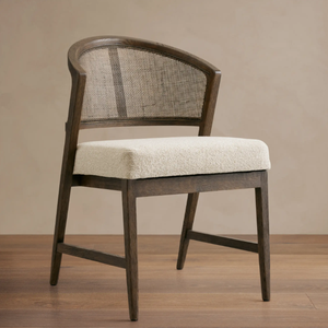 Silla de comedor con respaldo de ratán de madera de teca maciza de estilo contemporáneo con asiento cómodo para uso en la cocina del hogar o apartamento - Product Image 2