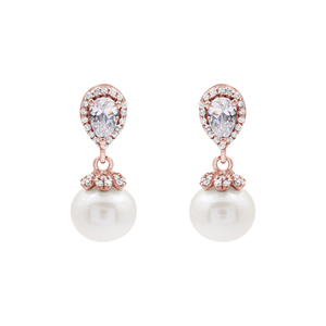Pendientes Clásicos de Plata de Ley 925 con Perlas y Diamantes de Corte Pera, Diseño de Gota de Agua con Baño de Rodio, Joyería Fina - Product Image 5