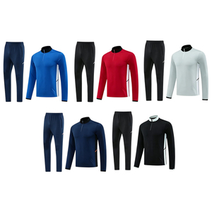 Ensemble de survêtements décontractés unisexes personnalisés de haute qualité pour le football, avec fermeture éclair, 100 % polyester, séchage rapide et respirant, vente en gros - Product Image 2