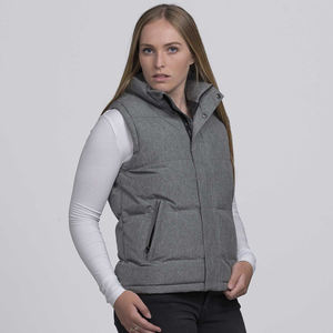 Chalecos Acolchados Grises Melange 100% Poliéster de Fábrica al por Mayor, Chaquetas con Cremallera OMMIZ, Chaquetas de Invierno Personalizadas de Alta Calidad para Hombre - Product Image 3