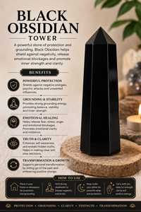 Black Obsidian Obelisk <b>Crystal</b> Towers Polished Feng Shui Home Decoration Collection - Product Image 2