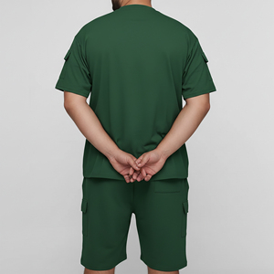 Ensemble de T-shirts décontractés pour hommes Athletic International en polyester/coton vert, couleur unie, respirant, tricoté, avec poche sur le devant, idéal pour l'été - Product Image 6