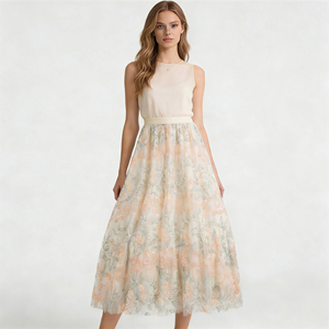 Oferta especial en la falda midi de cintura alta con bordado floral encantador para mujer de Temu, ideal para ocasiones casuales, fiestas y vacaciones. - Product Image 2