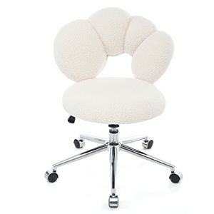 Chaise de bureau pivotante à 360 degrés, réglable en hauteur, en tissu Teddy, pour les environnements de télétravail - Product Image 5