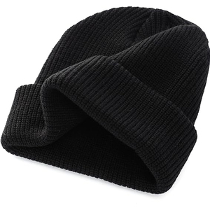 OEM <b>White</b> Rib Knit Beanie Hat Winter Cuffed <b>Cap</b> Women Men Soft Warm Stretch Plain Skull <b>Cap</b> Wholesale Hat - Product Image 4