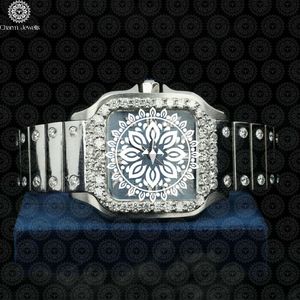 Charm Jewells Montre carrée de luxe pour femme, boîtier en acier inoxydable, lunette en diamant, mouvement à quartz analogique, cristal saphir - Product Image 1