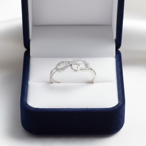 Anillo de Compromiso de Plata de Ley 925 con Símbolo de Infinito, Corazón y Circonita Cúbica, Regalo de Aniversario o San Valentín - Product Image 3