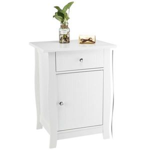 <b>White</b> Single Door <b>Bedside</b> Cabinet with Drawer Nightstand - Product Image 5