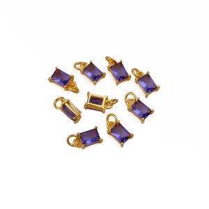 Hecho a mano tanzanita cuarzo Baguette corte facetado chapado en oro punta conjunto colgante encanto hacer componente para collares pulseras - Product Image 5