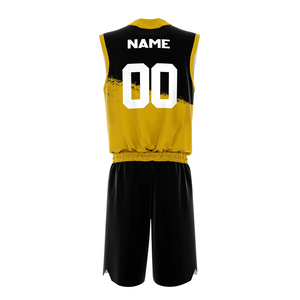 Conjunto de Camiseta de Baloncesto Amarilla Personalizada, sin Mangas, Cuello en V, Impresión Sublimada, Absorbe la Humedad, Unisex para Adultos - Product Image 4