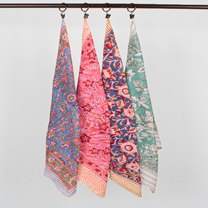 Summer Authentic Jaipur Hand Block Printed Bandana Natural Dyed 53X53CM Cotton Scarf Traditional Woodblock Print Square Fashion - Product Image 3