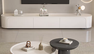 Modern <b>Round</b> Resin Coffee <b>Table</b> Set Minimalist Living Room Furniture Nesting Design <b>White</b> and Gray Center <b>Tables</b> - Product Image 2