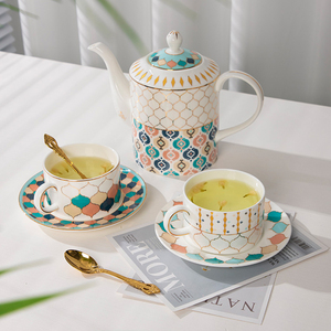 Sophisticated Marble Finish <b>Tea</b> <b>Set</b> With Premium Porcelain Material Elegant <b>Tea</b> Cups Stylish Teapot Decorative Tray - Product Image 1