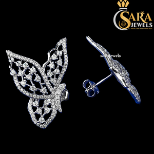 Pendientes de Mariposa de Moissanita, Plata 925 con Baño de Rodio, Corte Brillante Redondo, Engaste de Garra, Joyería Romántica para Mujer de la India - Product Image 3