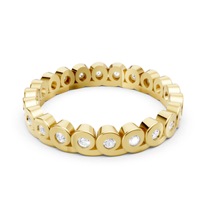 Bague d'éternité circulaire en or 9K avec sertissage clos, bijoux fins pour le corps, bagues raffinées, bague en diamant de laboratoire, design rythmique et sculptural, exportateur indien - Product Image 6