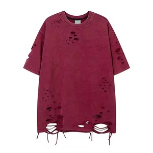 T-shirt Homme Oversize Court Délavé à l'Acide Coupe Droite Formelle Ample et Distressed – Vente en Gros - Product Image 1