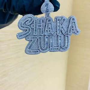 Colgante de Lujo con Nombre Personalizado Shaka Zulu, con Incrustaciones de Moissanita VVS, Joyería Hip Hop en Cadena Cubana - Product Image 3