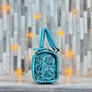 Sacs à main de luxe en cuir véritable, motif floral tendance, faits à la main, avec poignée supérieure, fermeture éclair, durables, de créateur - Product Image 2