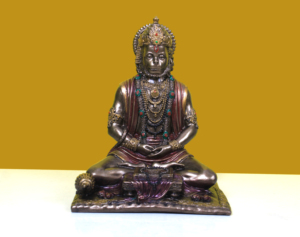Nirmala Handicrafts Handmade Resin Seated Lord Hanuman <b>Statue</b> Intricate Crown <b>Religious</b> Design Rajasthan for Tabletop Display - Product Image 1