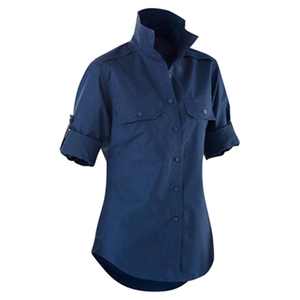 เสื้อเชิ้ตผู้หญิงพรีเมียม ผ้าฝ้ายเรียบง่าย ระบายอากาศได้ดี 100% ติดกระดุม แขนยาว เหมาะสำหรับใส่ทำงานหรือลำลอง มีโลโก้ด้านหน้า - Product Image 3