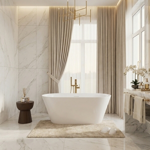 Extra-deep design for full-body immersion, Freestanding Tub FW-7732-60-S - Modern Acrylic Freestanding Bathtub for <b>Bathroom</b> - Product Image 2