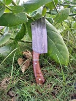 Handgesmeed Damascus staal cleaver mes, slager- en koksmes met olijfhouten handvat, keuken cleaver voor het snijden van vlees