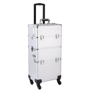 Valigetta per Cosmetici 3 in 1 in Alluminio e PVC, Resistente all'Acqua, Formato XL per Viaggi, con Logo e Motivo a Diamanti - Product Image 1