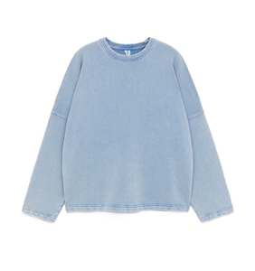 Sweat-shirt à col rond en coton 100% pour femmes grandes tailles, lavé, de haute qualité, respirant, vêtements décontractés pour femmes, logo personnalisé - Product Image 5