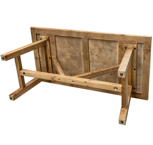 Table à manger en bois de manguier massif, très résistante, style industriel vintage, avec pieds en tube métallique, idéale pour la cuisine, le bureau ou le bar. - Product Image 2