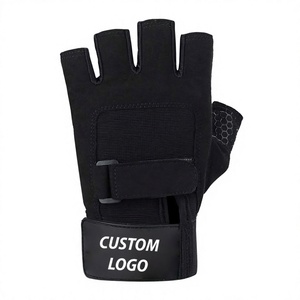 ATTIRELY SPORTS Half Finger <b>Leather</b> Fitness <b>Gloves</b> Breathable Non-Slip Adjustable Hook Loop Wrist Strap Gym Weight Lifting - Product Image 2