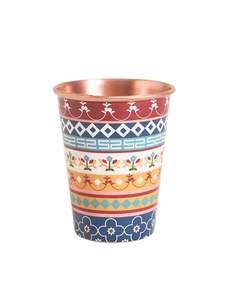 Gobelet en cuivre multicolore à motif floral géométrique traditionnel, artisanal, vaisselle décorative pour la restauration, les cadeaux et les occasions festives - Product Image 2