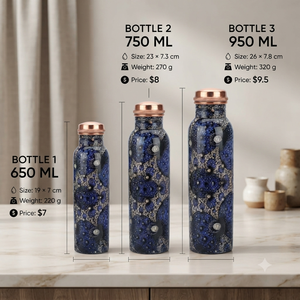 Bouteille d'eau en cuivre bohème 650ML 750ML 950ML, bouteille à boire en métal réutilisable portable, cadeau pour la maison, la cuisine et les voyages - Product Image 6