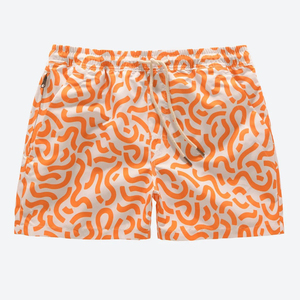 Short de bain bleu pour homme avec cordon de serrage blanc, taille élastique, respirant, en polyester, pour l'été - Product Image 5