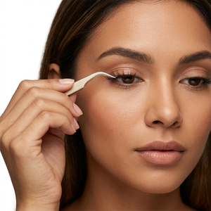 Pince à épiler professionnelle incurvée TEEJAY pour extensions de cils, en acier inoxydable avec revêtement poudré blanc brillant, pointe lisse, précision, 10 mm - Product Image 4
