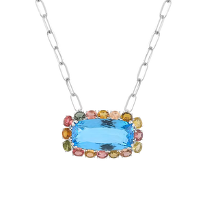 Colgante de Topacio Azul y Turmalina Multicolor en Plata de Ley 92.5 KLSP-50588 - Product Image 1