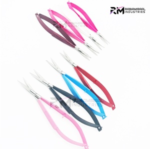 RMI Professional Beauty Sharp All Colors Tijeras de resorte con recubrimiento en polvo Tijeras de cejas de resorte recto con etiqueta privada - Product Image 5