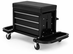<b>Rolling</b> <b>Tool</b> Chest with 3 Drawers <b>Tool</b> <b>Box</b>, Mechanic seat with Wheels, Padded Cushion Workshop <b>Tool</b> Storage Seat Black GAPSTL016 - Product Image 1