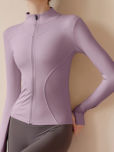 Women's Yoga <b>Jackets</b> Breathable Quick Dry Spandex/Nylon Front Zipper Plus Size Active Wear <b>Workout</b> Outdoor Sports Fitness Stand - Product Image 3