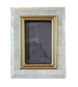 Elegant Rectangle Bone Inlay Photo <b>Frame</b> With <b>Gold</b> Trim Vertical Tabletop Display at cheapest prices By NEHA ENTERPRISES - Product Image 2