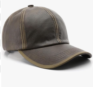 PU Leather Baseball Cap Vintage Washed Dad Hat Unisex Solid Color Low Profile Classic Adjustable Streetwear Cap - Product Image 2