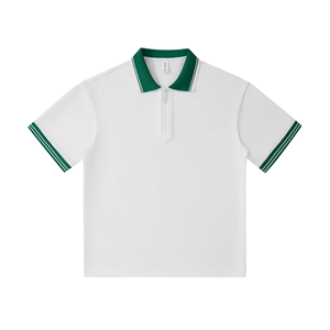Men's 240 GSM Pique Cotton <b>Half</b>-Zip Polo <b>Shirt</b> - 2025 Spring Summer Trending Loose-Fit Short Sleeve Top for Casual Street Style - Product Image 2
