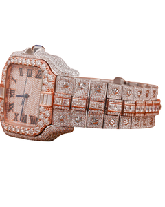 Nuevo Reloj de Cuarzo de Lujo Premium con Diamantes Moissanite de Calidad VVS, Dos Tonos, Correa Ancha, Esfera Redonda Negra para Hombre - Product Image 2