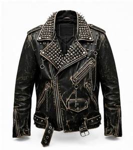 Fazmax Corporation Studded Cowhide <b>Leather</b> Waterproof Reversible Eco-Friendly Men's Biker <b>Jacket</b> Stylish Fashion Plus Size - Product Image 4