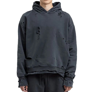 Sweat à capuche délavé et vieilli pour homme, coupe oversize en coton tricoté, style décontracté avec poche avant et logo, collection automne - Product Image 3