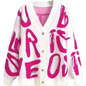 Cárdigan de Punto Personalizable para Mujer, Informal, de Invierno, Cuello en V, Poliéster/Algodón, Manga Raglán, con Bolsillos, Transpirable - Product Image 4