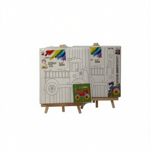 Lot de 15*15 supports de dessin avec pinceaux et chevalet, couleurs assorties, LIENZO DE PINTURA, jouets de dessin en carton emballés individuellement - Product Image 2