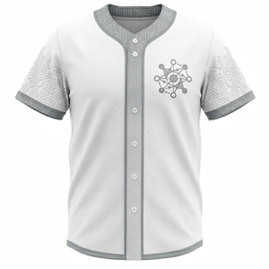 เสื้อเบสบอลแบบกำหนดเอง ยูนิเซ็กซ์ สีขาวน้ำเงิน แขนสั้น คอเบสบอล พิมพ์ลายแบบซับลิเมชั่น ระบายอากาศ แห้งเร็ว โพลีเอสเตอร์ 180 กรัม สำหรับเล่นกีฬา - Product Image 5